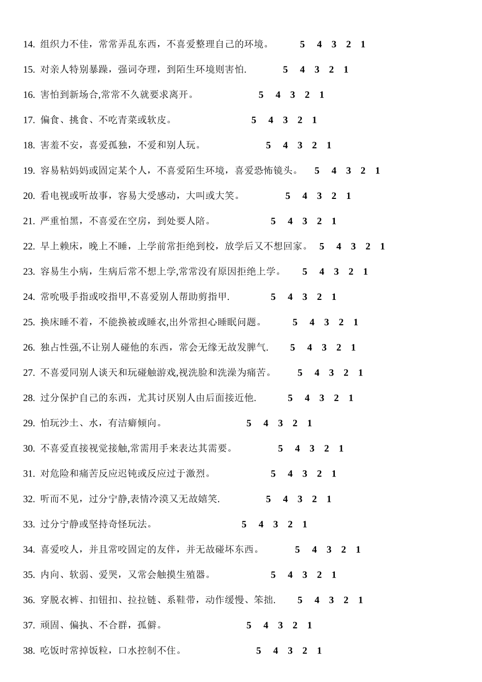 儿童感觉统合能力发展评定量表_第2页