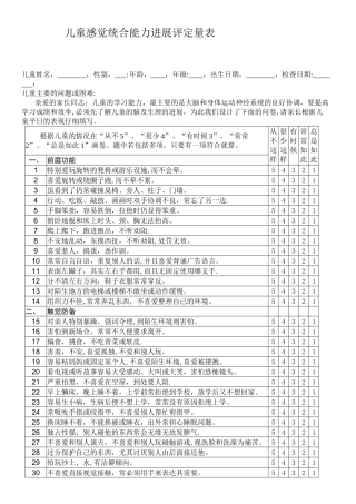 儿童感觉统合能力发展评定量表47676