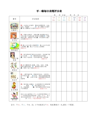 儿童每日表现评分表