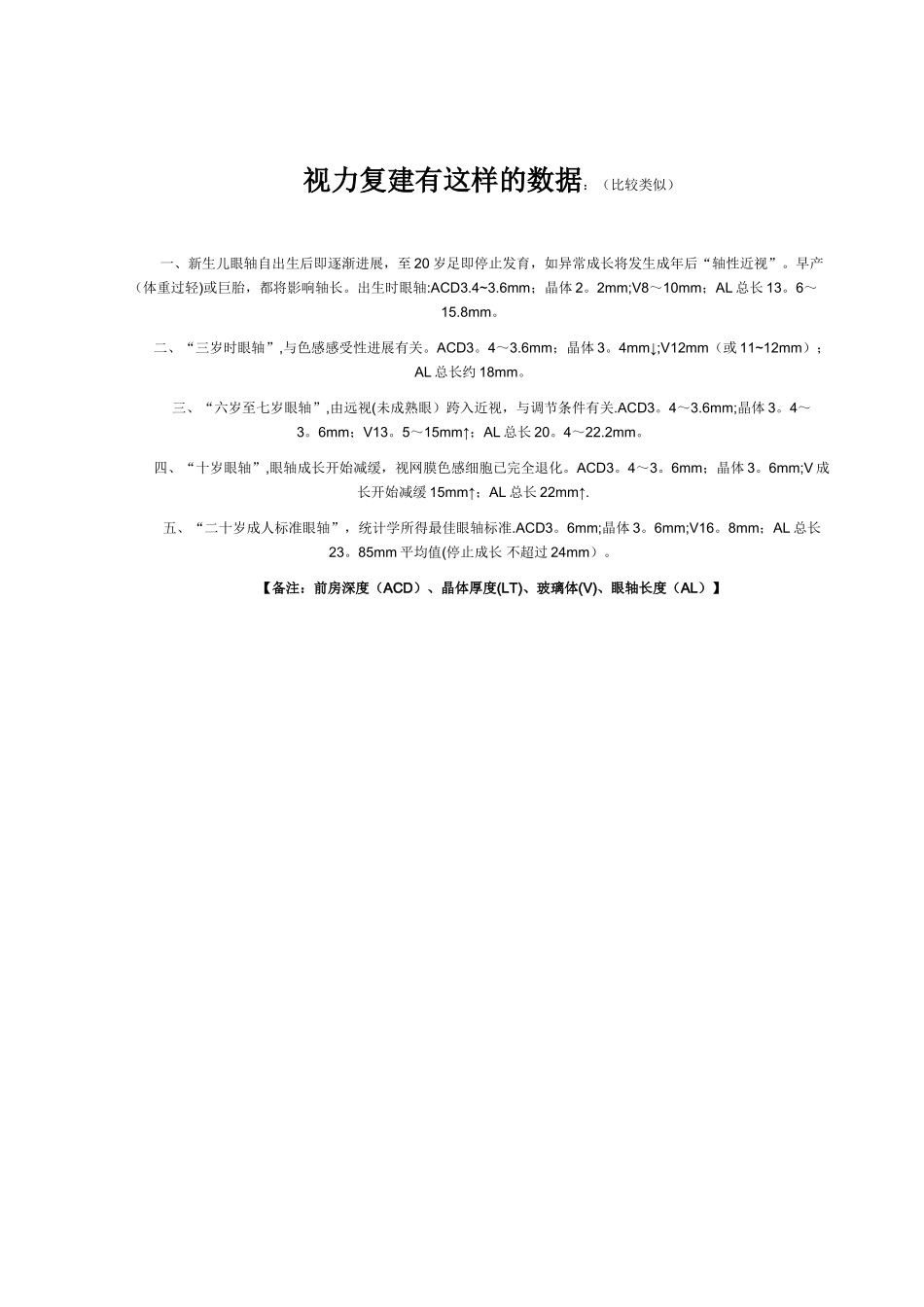 儿童眼轴发育均值表_第2页