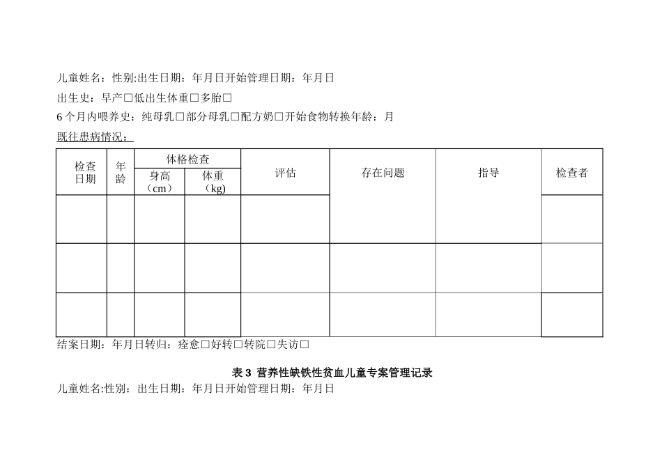 儿童营养性疾病管理登记表_第2页