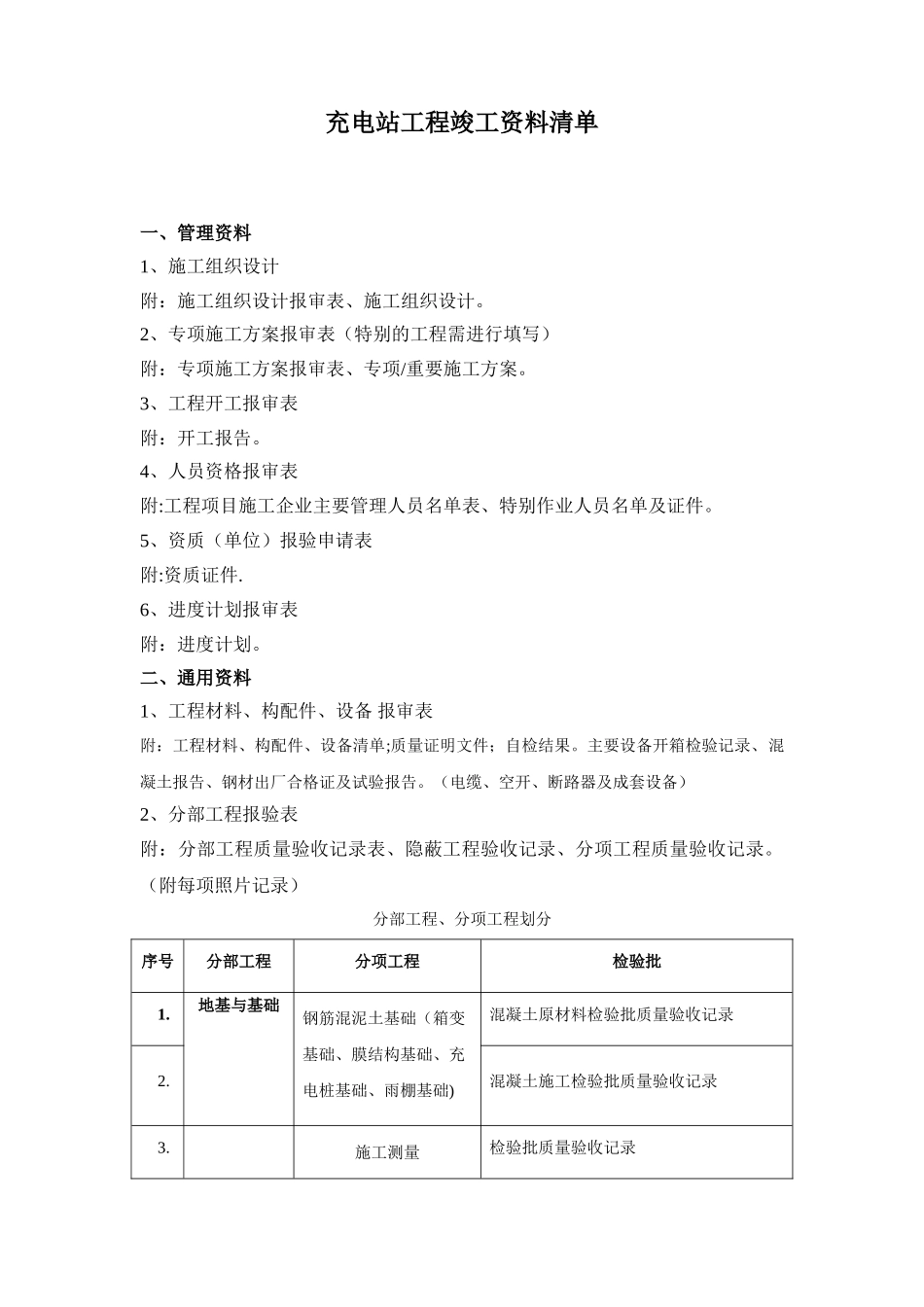充电桩建设工程竣工资料清单_第1页