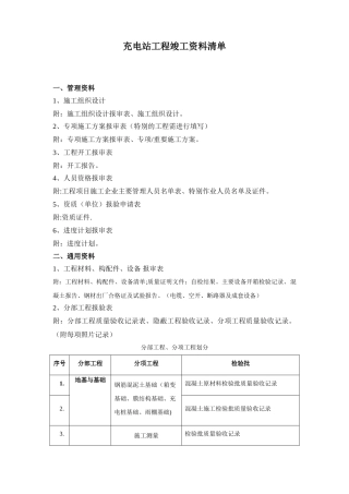 充电桩建设工程竣工资料清单