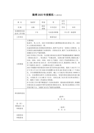 先进个人推荐表范文