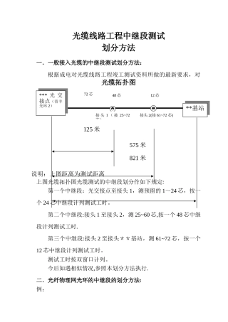 光缆线路工程中继段测试划分办法