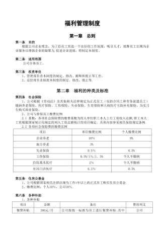 光谷茂和员工福利管理制度