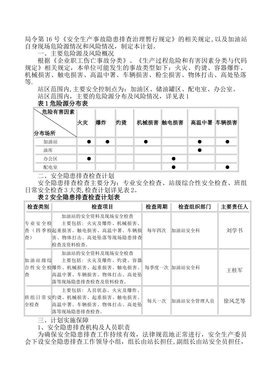 兖州新驿加油站隐患排查计划_第2页