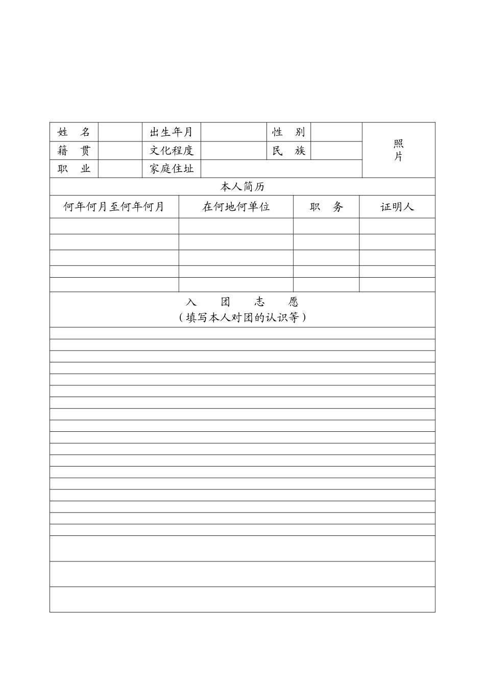 入团志愿书表格下载_第2页