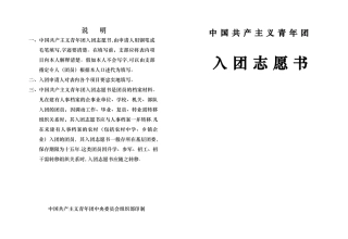 入团志愿书表格模版