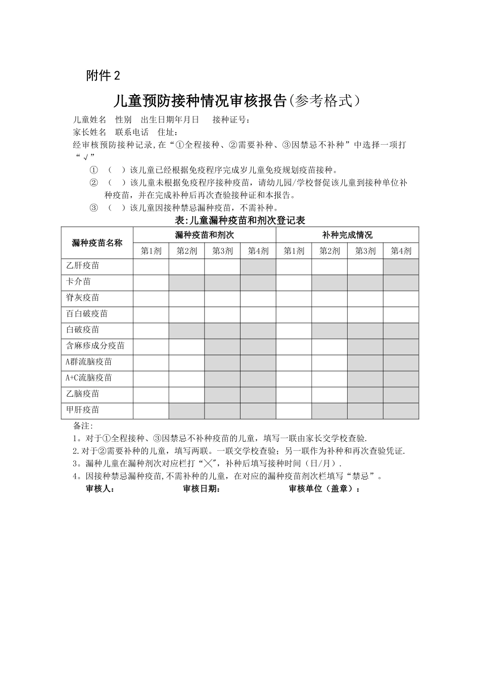 入托、入学儿童预防接种证查验登记表_第2页