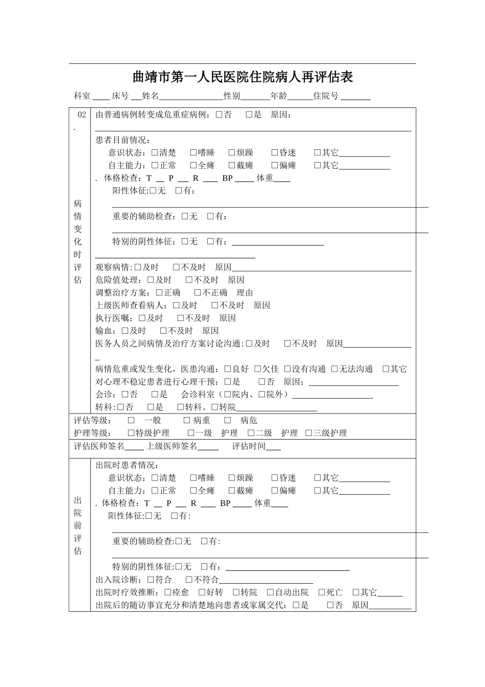 入院病人病情评估表_第2页