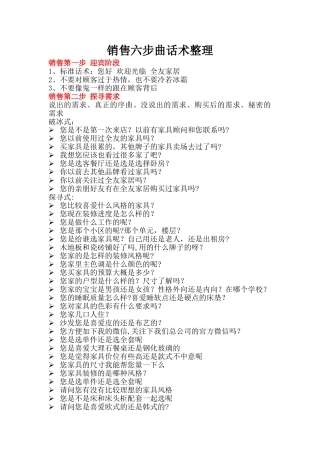 全友家居全套销售话术整理