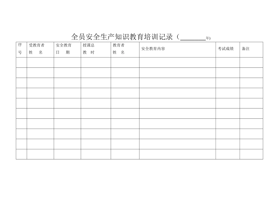 全员安全生产知识教育培训记录_第1页