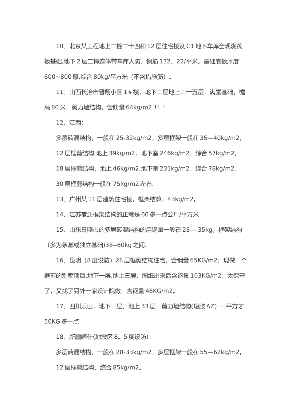 全国100个典型工程的钢筋含量_第2页