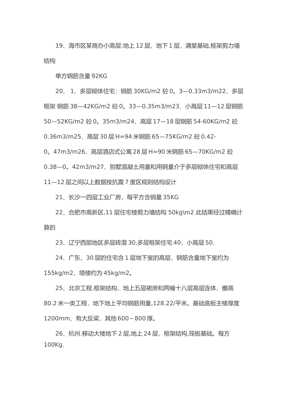 全国100个典型工程的钢筋含量_第3页