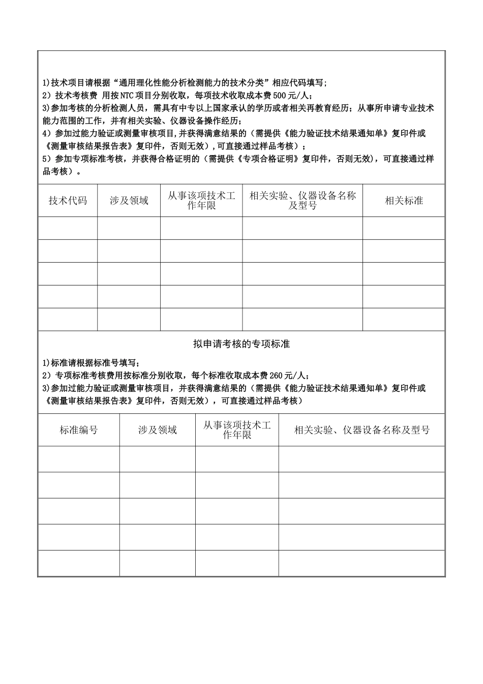 全国分析检测人员能力培训会分析检测人员考核申请表_第2页