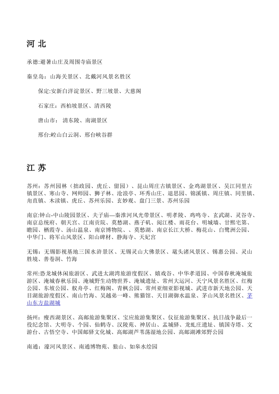 全国各地旅游景点一览表_第2页