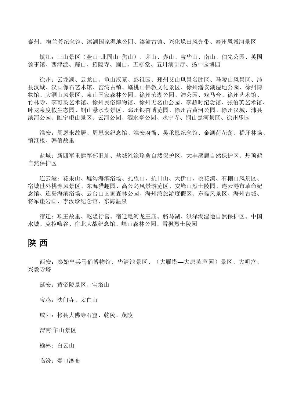 全国各地旅游景点一览表_第3页