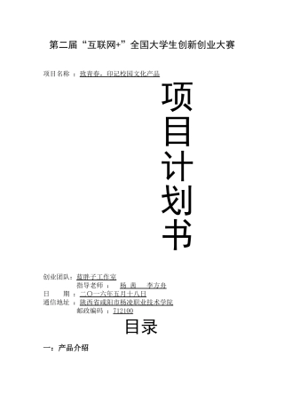 全国大学生创新创业大赛计划书