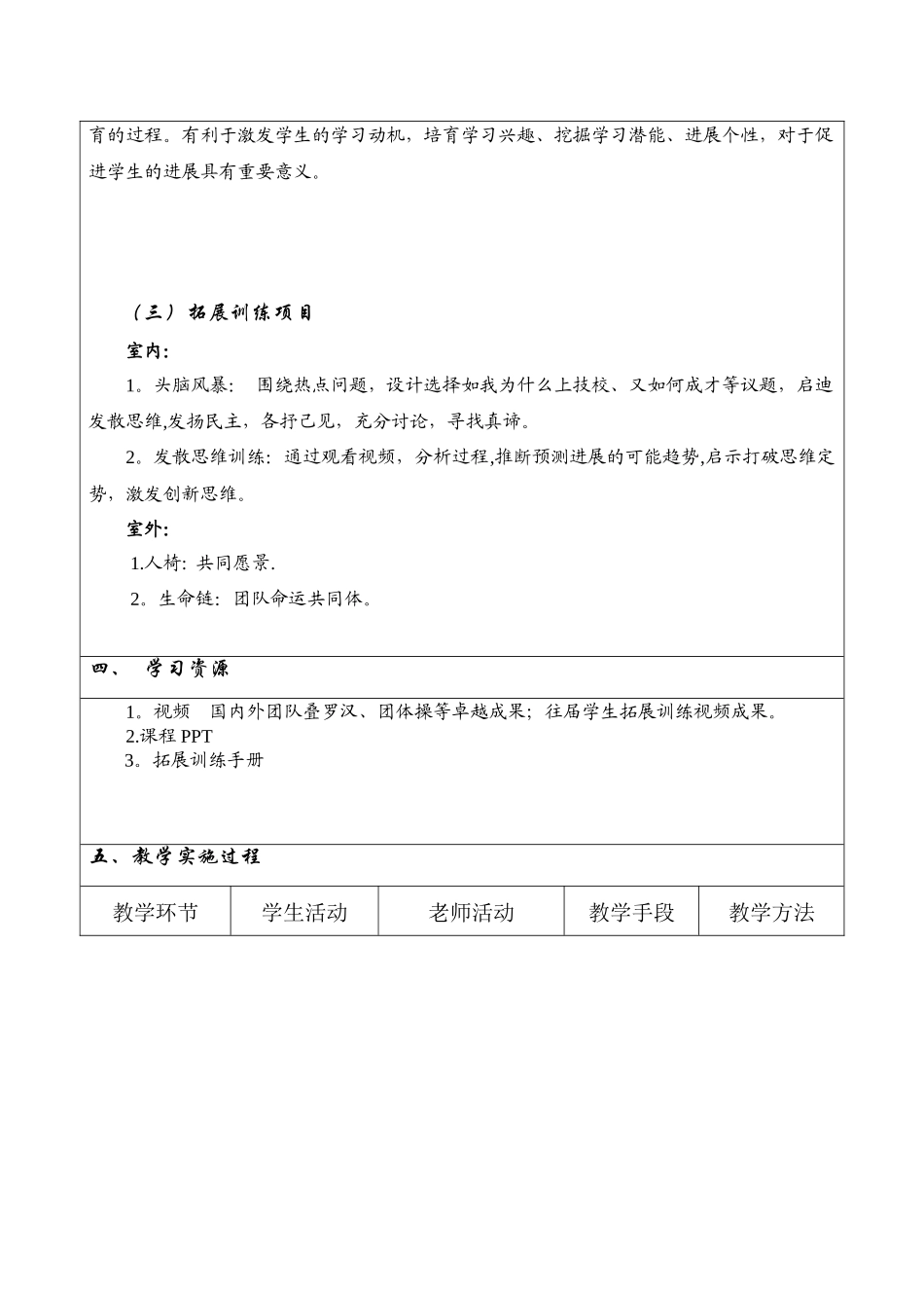 全国教师职业能力大赛-素质拓展训练教学设计_第3页