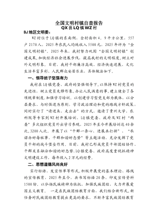 全国文明村镇自查报告