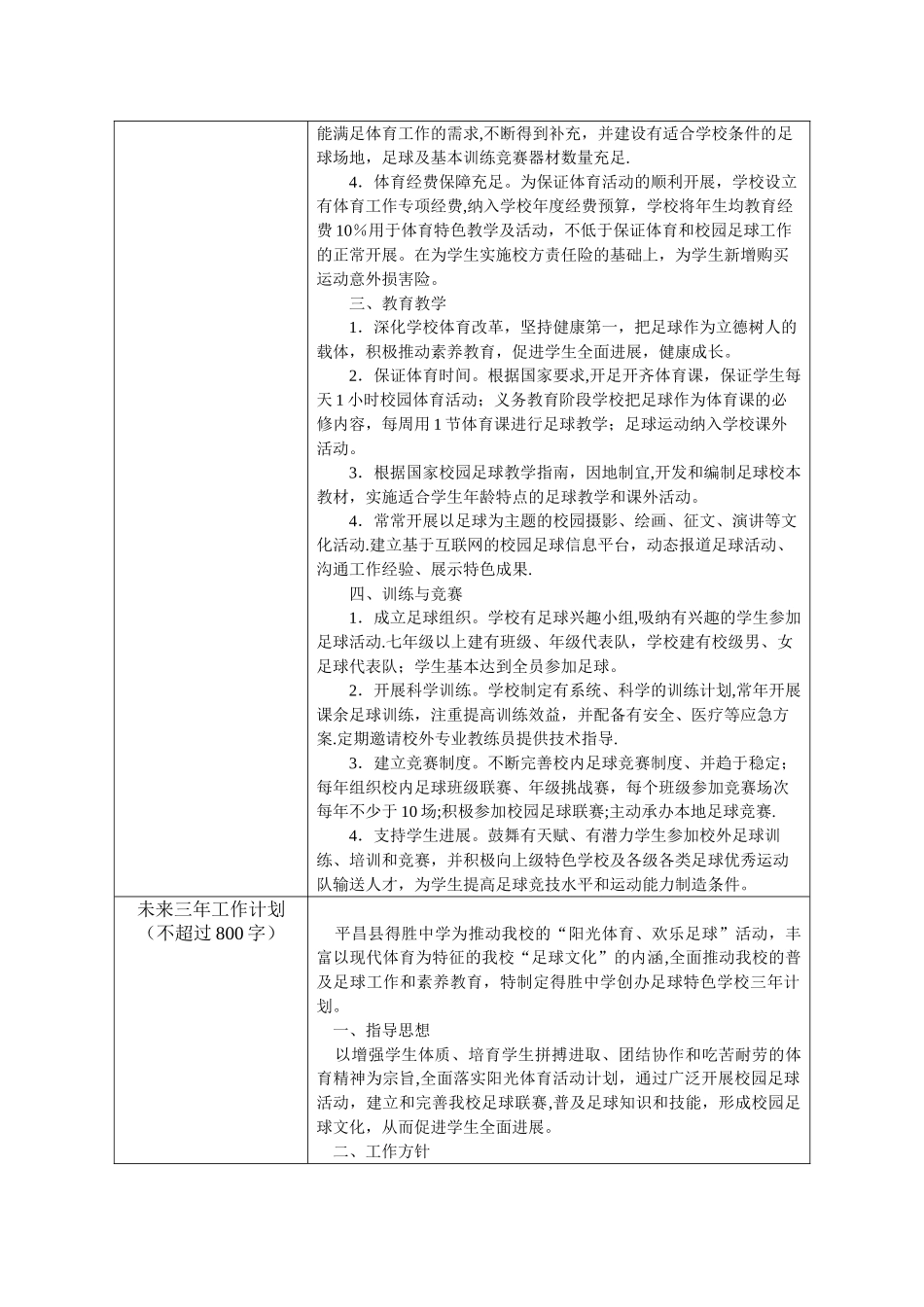 全国校园足球特色学校申报表09271_第2页