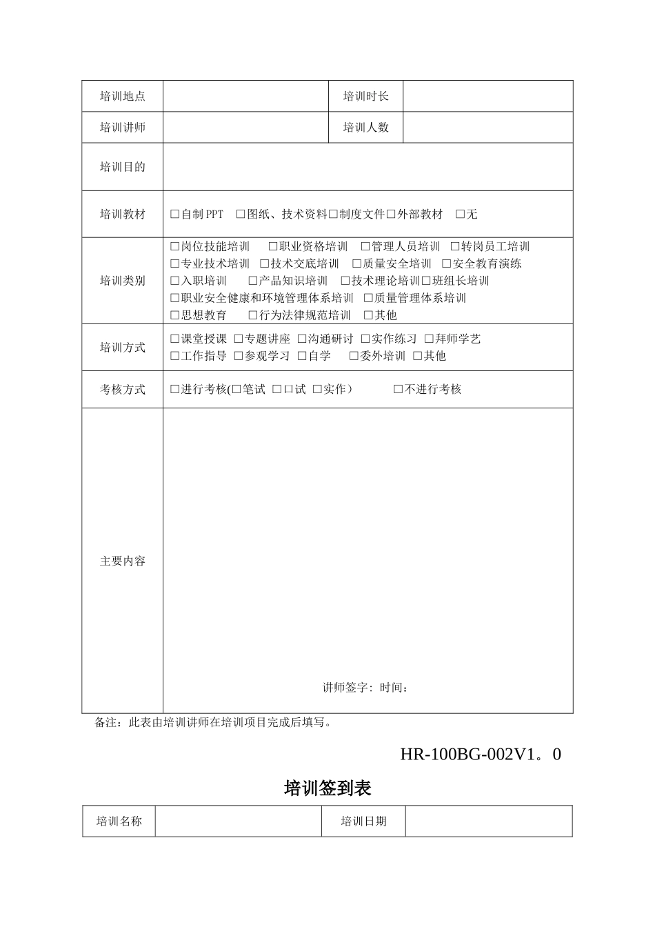 全套企业培训记录表格_第2页