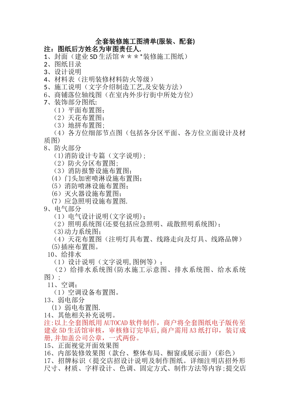 全套装修施工图清单_第1页