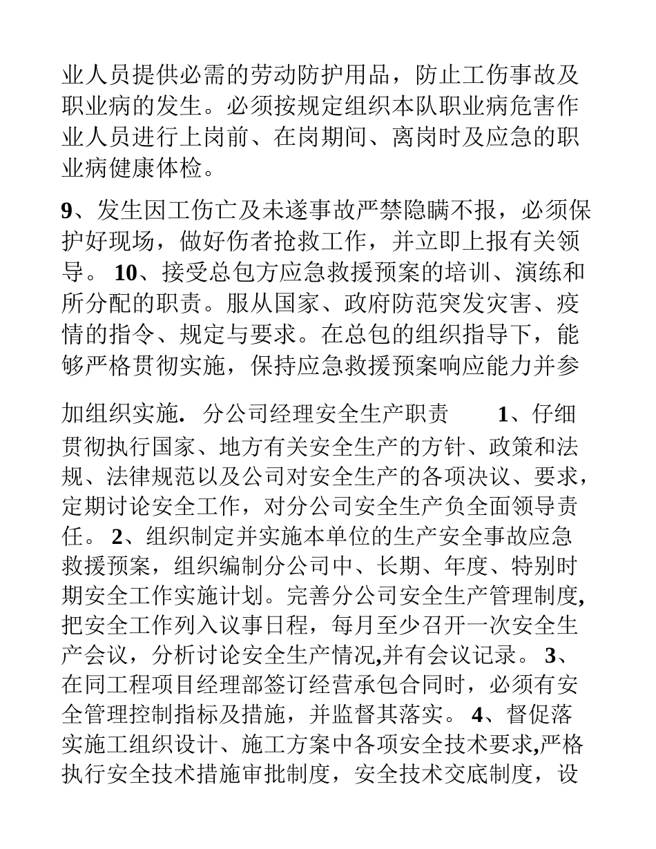 全套项目部门及人员安全生产职责_第3页