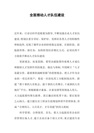 全面推进人才队伍建设