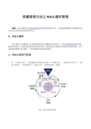 全面质量管理方法之PDCA循环管理
