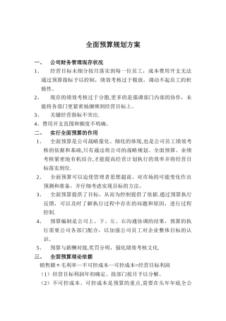 全面预算与绩效考核方案