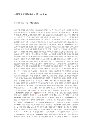全面预算管理信息化-–-看上去很美