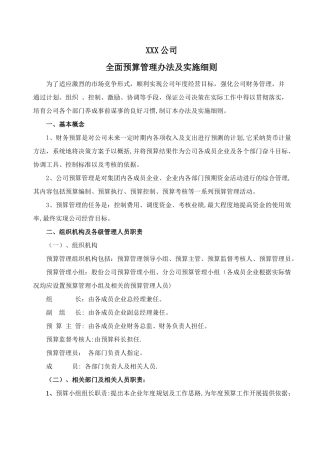 全面预算管理办法