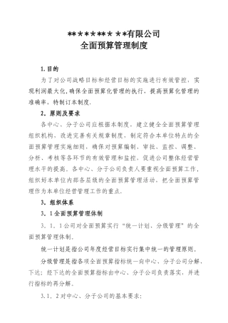 全面预算管理制度92729