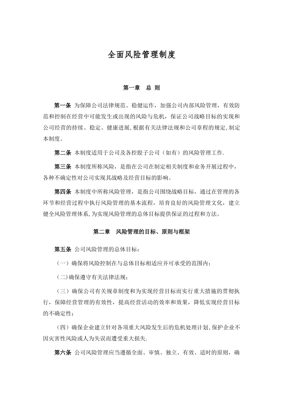 全面风险管理制度_第1页