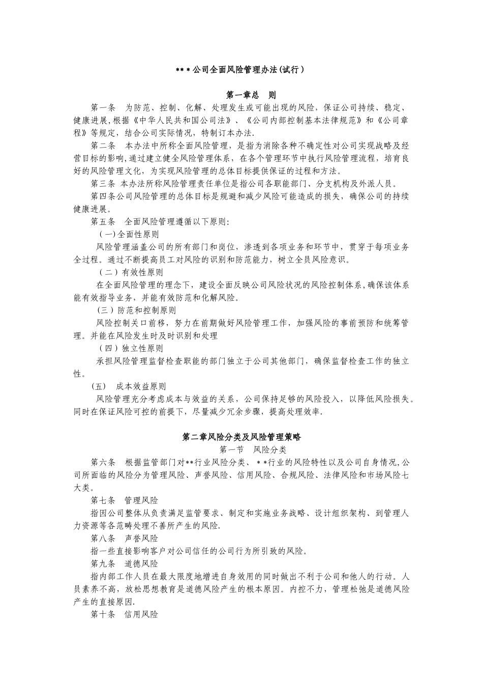 全面风险管理办法_第1页