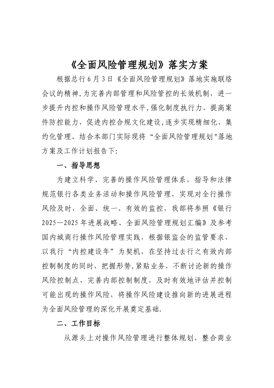 全面风险管理规划落地方案_第1页