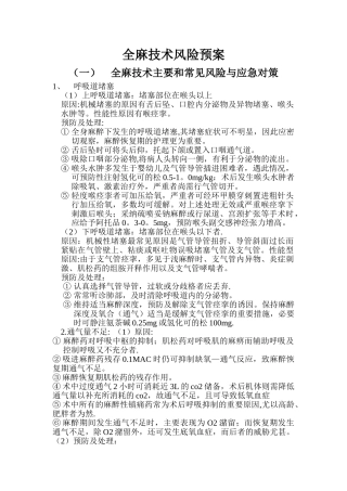 全麻技术风险预案