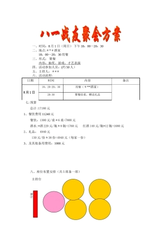 八一战友聚会方案