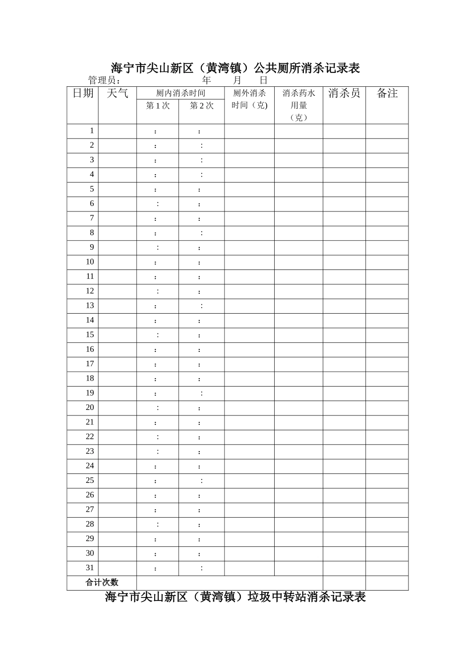 公共厕所消杀记录表_第1页