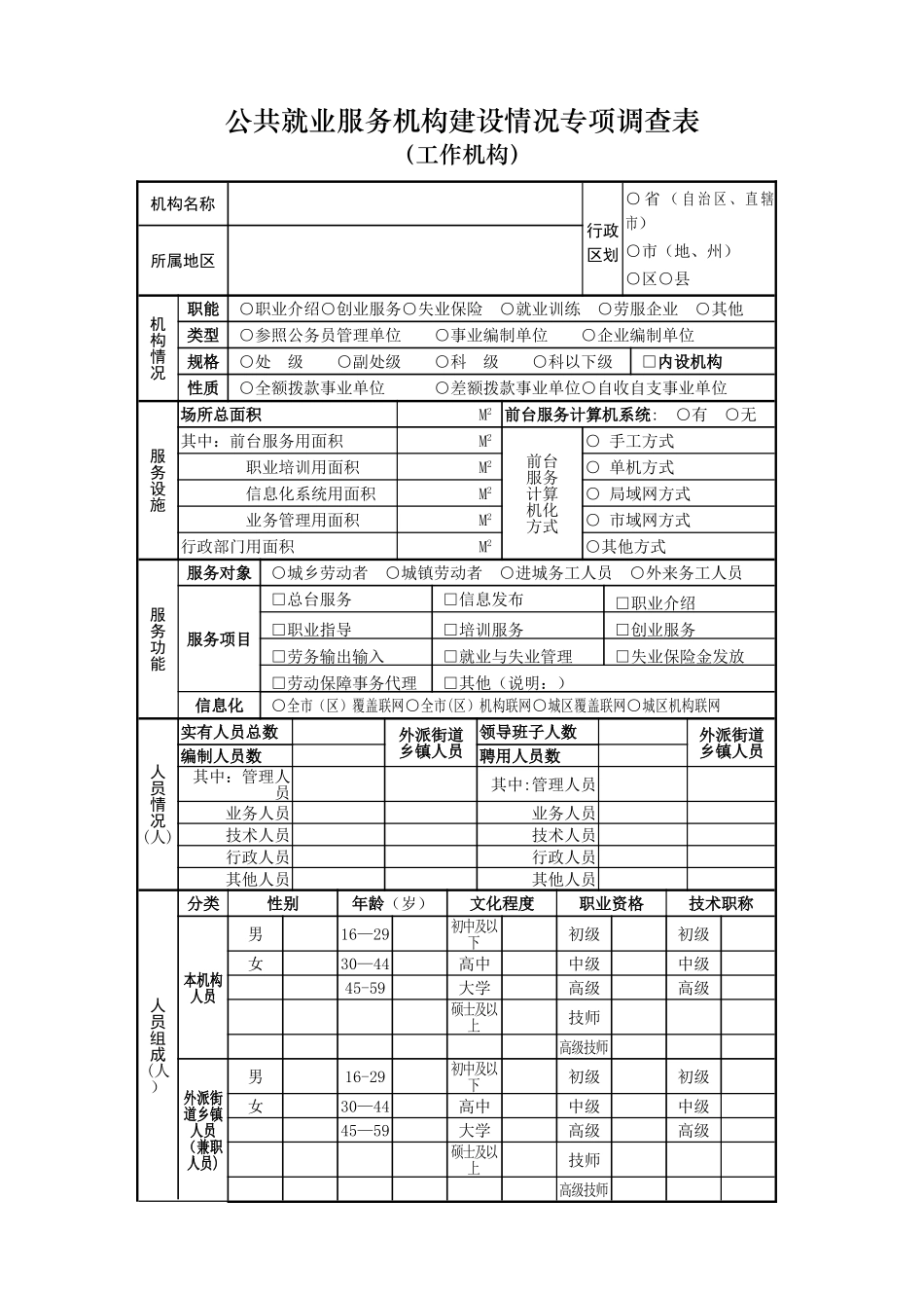 公共就业服务机构建设情况专项调查表_第3页