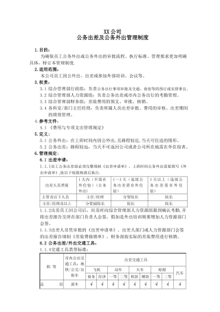 公务出差及公务外出管理制度20250719