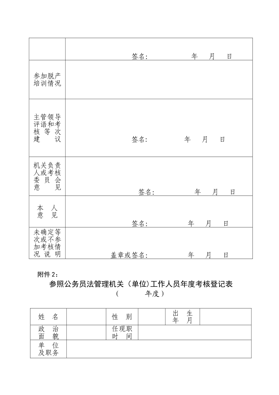 公务员及事业人员考核登记表_第2页