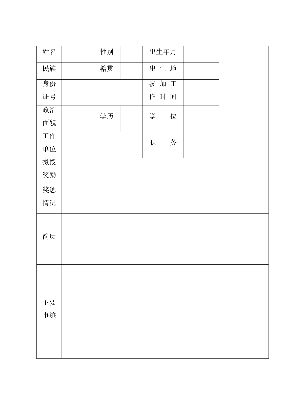 公务员奖励审批表02412_第2页