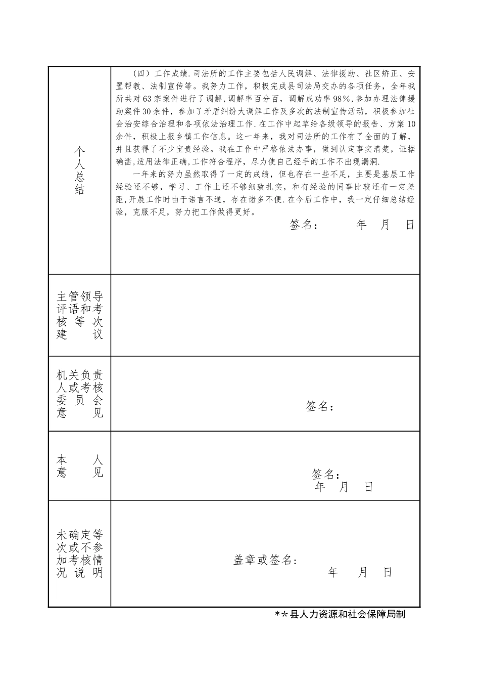 公务员年度考核登记表及个人总结_第2页