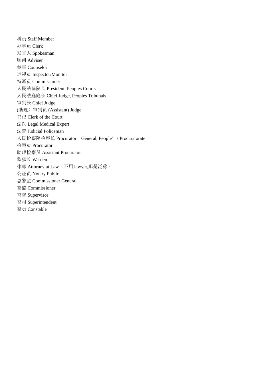 公务员职务名称规范英文译名列表_第2页