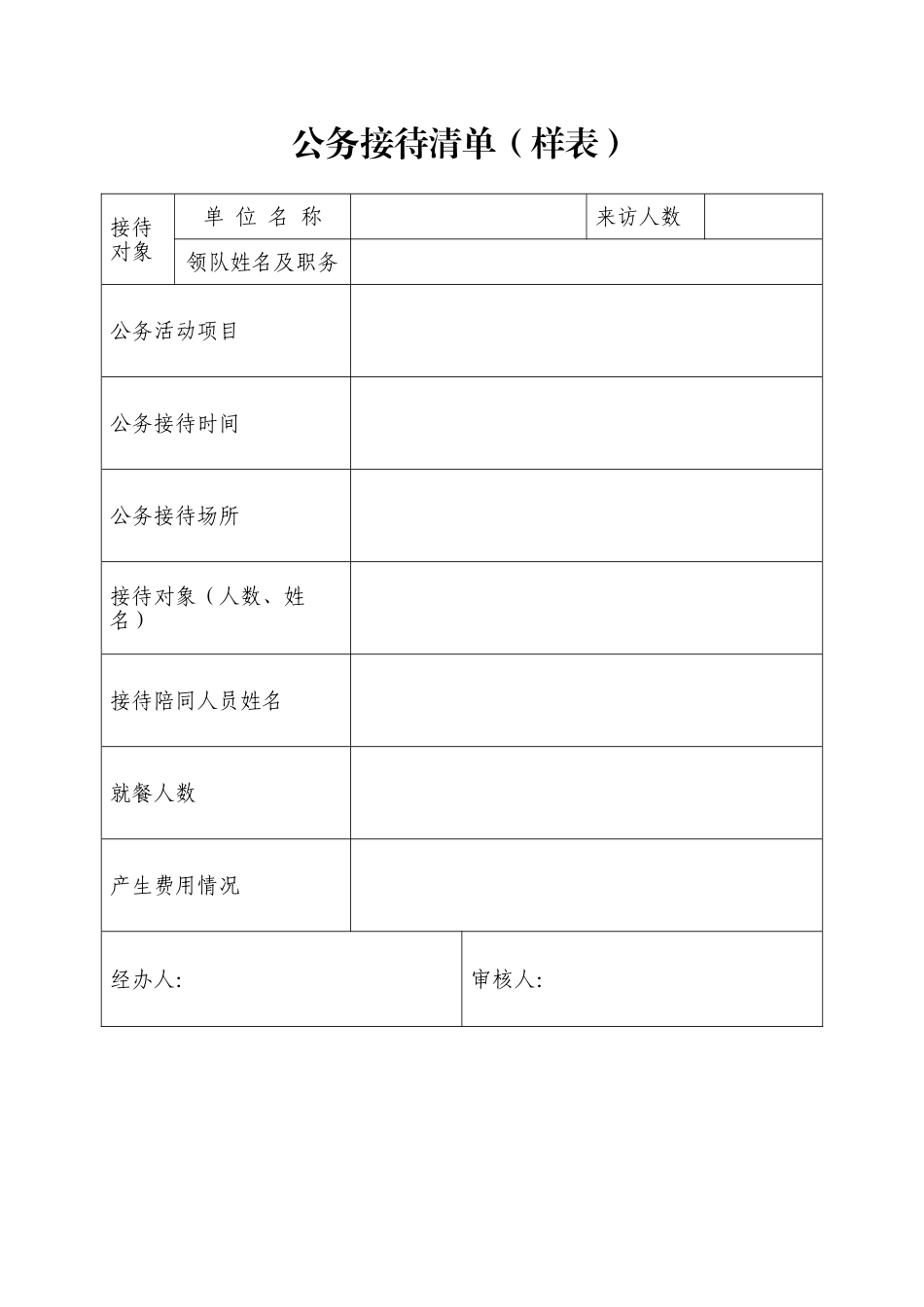 公务接待清单模板_第1页