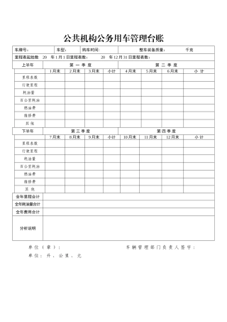 公务用车管理台账
