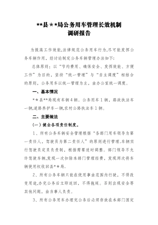 公务用车调研报告